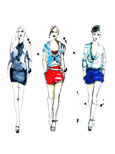 图画 标题为“style up” 由Cyanlimo, 原创艺术品, 墨