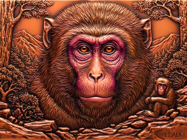 数字艺术 标题为“Wise Gaze - Copper…” 由M Alk, 原创艺术品, AI生成的图像