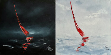 绘画 标题为“Diptych " Red sail…” 由Volodymyr Nezdiimynoha, 原创艺术品, 油 安装在木质担架架上