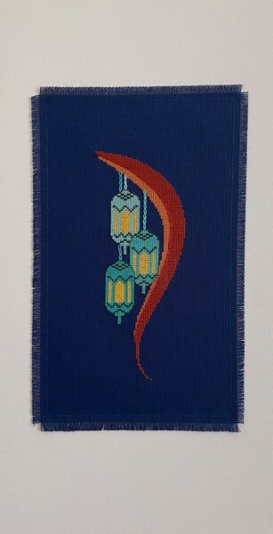 纺织艺术 标题为“Moroccan Lights” 由Mariana Ivanova, 原创艺术品, 刺绣 安装在木质担架架上