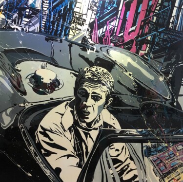 绘画 标题为“HOMMAGE A STEVE MAC…” 由François Poulat, 原创艺术品, 丙烯 安装在木质担架架上
