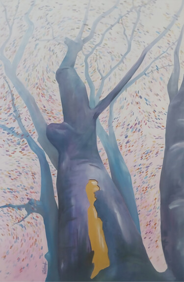 Arbre à Rêves – Huile sur Toile Painting titled "Arbre à Rêves – Hui…" by Eric Pelleau, Original Artwork, Oil