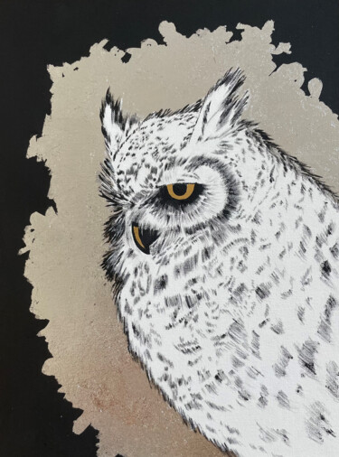 绘画 标题为“Silver eagle owl 30…” 由Irina Bazhanova, 原创艺术品, 丙烯