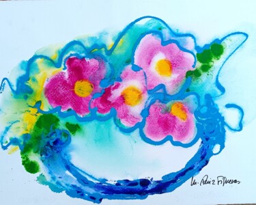 绘画 标题为“FLORERO AZUL CON RO…” 由M. Ruiz Figueras, 原创艺术品, 丙烯