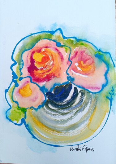 绘画 标题为“ROSAS EN FLORERO RE…” 由M. Ruiz Figueras, 原创艺术品, 丙烯