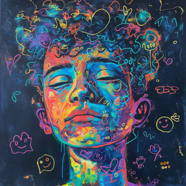 Bold Aura: Pop Affirmation Canvas 数字艺术 标题为“Bold Aura: Pop Affi…” 由Anna Burger, 原创艺术品, 数字油画