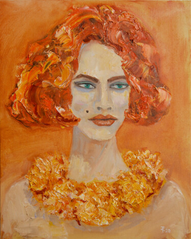 Marigold | Sensual Feminine Flame Oil Painting 绘画 标题为“Marigold | Sensual…” 由Sasha Tovstik, 原创艺术品, 油