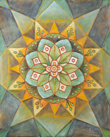 Litsea — Sacred Mandala Painting | Energy of Freshness 绘画 标题为“Litsea — Sacred Man…” 由Sasha Tovstik, 原创艺术品, 丙烯