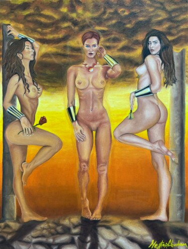 Sympathy for the graces 绘画 标题为“Sympathy for the gr…” 由Nestor Abraham Hernandez Medellin, 原创艺术品, 油