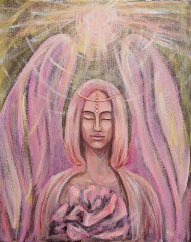 Sacred Rose — Love & Stillness | Rose Meditation Symbol 绘画 标题为“Sacred Rose — Love…” 由Sasha Tovstik, 原创艺术品, 丙烯