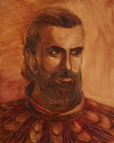 Nutmeg — Symbolic Male Portrait of Power and Focus 绘画 标题为“Nutmeg — Symbolic M…” 由Sasha Tovstik, 原创艺术品, 油