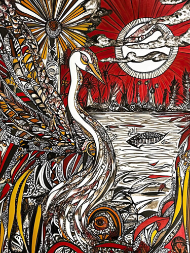Crimson Myth: The Swan of the Sun 数字艺术 标题为“Crimson Myth: The S…” 由Irina Shumskaya, 原创艺术品, AI生成的图像
