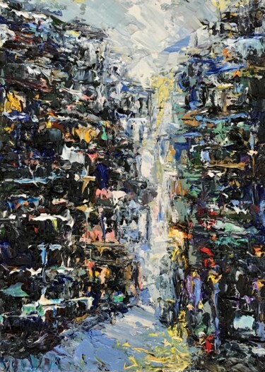 绘画 标题为“Abstract Street Imp…” 由Vilma Gataveckiene, 原创艺术品, 油