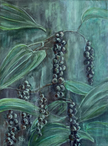 Black Pepper– Plant Spirit Decor – Botanical Art 绘画 标题为“Black Pepper– Plant…” 由Sasha Tovstik, 原创艺术品, 丙烯