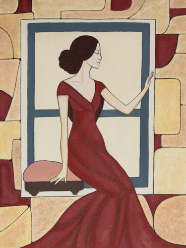 绘画 标题为“Near window” 由Svetlana Nikitina, 原创艺术品, 丙烯 安装在木质担架架上