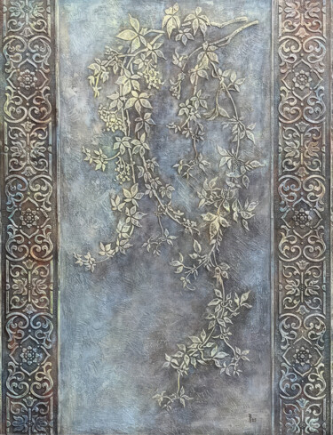 The Secret of the Ancient Pattern – Clematis Relief Art Painting titled "The Secret of the A…" by Sasha Tovstik, Original Artwork, Acrylic