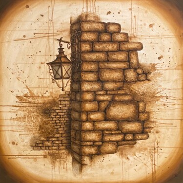 The Power of Light, series The Mysterious Past Painting titled "The Power of Light,…" by Andreja Panič Omahna, Original Artwork, Chalk Mounted on Wood Stretcher frame