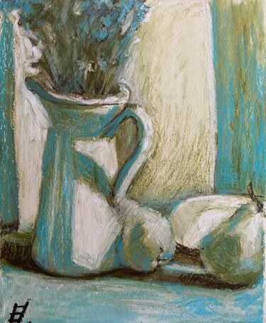 Still Life with Pears and Pitcher 图画 标题为“Still Life with Pea…” 由Elena Bulatova, 原创艺术品, 粉彩