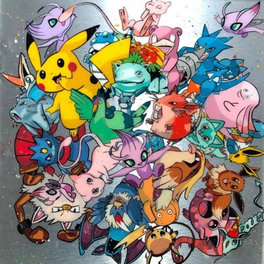 绘画 标题为“PIKACHU” 由François Poulat, 原创艺术品, 丙烯 安装在木质担架架上