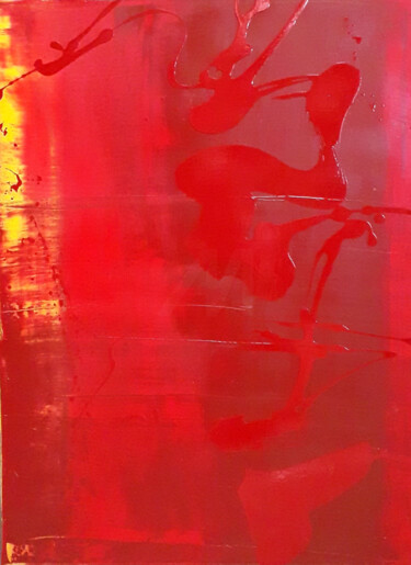 绘画 标题为“Calligraphie rouge” 由Marie Edmée Séguin, 原创艺术品, 油 安装在木质担架架上