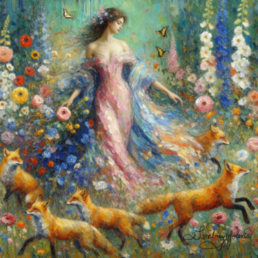 绘画 标题为“Foxes are Dancing” 由Tambrey Jolenia, 原创艺术品, 丙烯