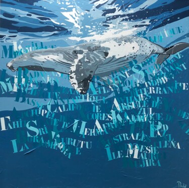 绘画 标题为“BALEINES II " Gardi…” 由François Poulat, 原创艺术品, 丙烯 安装在木质担架架上