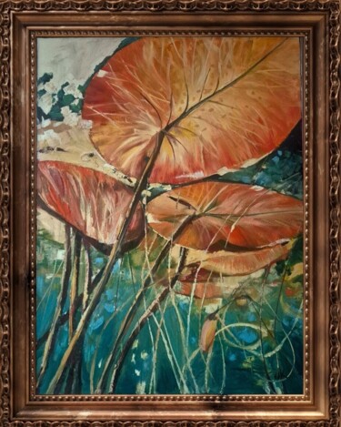 绘画 标题为“WATER LILIES III” 由Sonja Brzak, 原创艺术品, 油 安装在木质担架架上