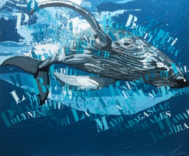 绘画 标题为“BALEINES III " Gard…” 由François Poulat, 原创艺术品, 丙烯 安装在木质担架架上