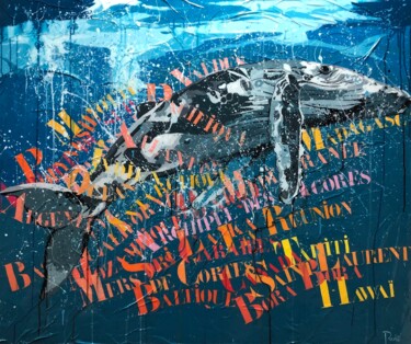 绘画 标题为“BALEINES IV " Gardi…” 由François Poulat, 原创艺术品, 丙烯 安装在木质担架架上