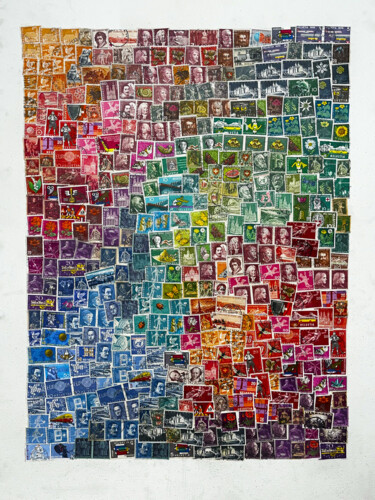 Collages titled "GOSSIP" by Micha Weiss (der utan), Original Artwork, Collages Mounted on Wood Panel