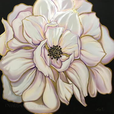 White Black Flower 绘画 标题为“White Black Flower” 由Dmitry King, 原创艺术品, 丙烯 安装在木质担架架上