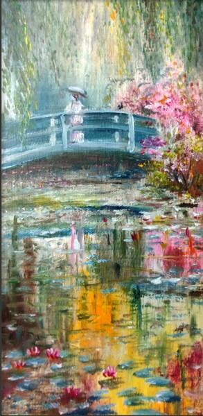 Lady on Japanese Bridge – 15×24 cm Oil Painting