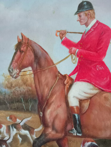 绘画 标题为“rider in red coat w…” 由Yerkezhan Kamentayeva, 原创艺术品, 油