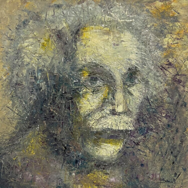 "Einstein. Dissolving into time" 绘画 标题为“"Einstein. Dissolvi…” 由Viktoria Daneva, 原创艺术品, 油 安装在木质担架架上