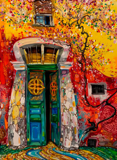 绘画 标题为“Vibrant Doorway to…” 由Yerkezhan Kamentayeva, 原创艺术品, 油