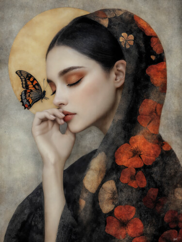 数字艺术 标题为“BUTTERFLY PRAYER” 由Holly Watt, 原创艺术品, 操纵摄影 安装在木质担架架上
