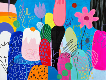 Whimsical Garden Party 绘画 标题为“Whimsical Garden Pa…” 由Sasha Robinson, 原创艺术品, 丙烯