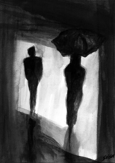 Pintura titulada "La última lluvia" por Salsor, Obra de arte original, Acuarela