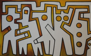 绘画 标题为“Tribalisme7.” 由Stephane Carel, 原创艺术品, 油 安装在木质担架架上