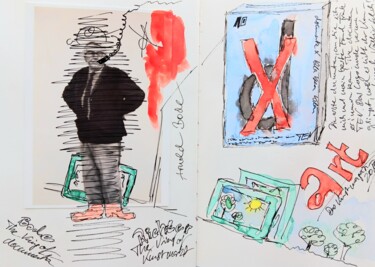 Aus dem Skizzenbuch - documenta 10 - Arnold Bode v. Richter 拼贴 标题为“Aus dem Skizzenbuch…” 由Jörg Weber, 原创艺术品, 水彩