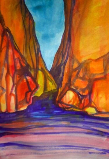 绘画 标题为“Rocks and river” 由Alexey Zhucovsky, 原创艺术品, 水彩