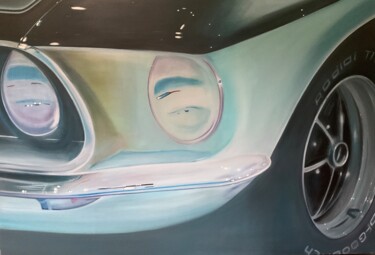 绘画 标题为“Ford Mustang Front” 由Gilbert Duchamp, 原创艺术品, 丙烯 安装在木质担架架上