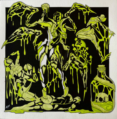 Королева зависимости/Queen of Addiction – Lime & Acid Green 图画 标题为“Королева зависимост…” 由Nolan Trace, 原创艺术品, 标记