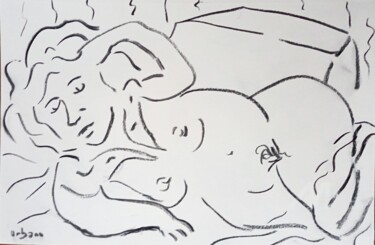 图画 标题为“Allongée sur le lit” 由Roberto Urbano, 原创艺术品, 木炭