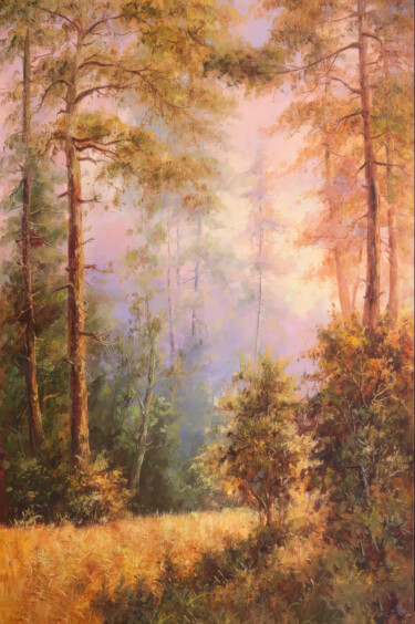 Golden Field in Twilight 绘画 标题为“Golden Field in Twi…” 由Nurgaliy Abdigaliyev, 原创艺术品, 油