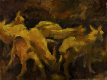 绘画 标题为“Goats” 由Nizamov, 原创艺术品, 油 安装在木质担架架上