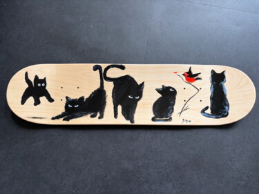 绘画 标题为“Chats” 由Maïlys Painting, 原创艺术品, 丙烯 安装在木质担架架上