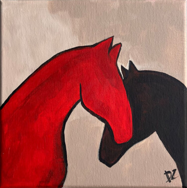 绘画 标题为“Red horse A” 由Daridizain.Art, 原创艺术品, 丙烯