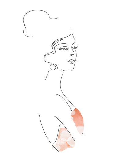 Minimalist Woman Line Art. Fashion Illustration Print 数字艺术 标题为“Minimalist Woman Li…” 由Tutsi Nellis, 原创艺术品, 2D数字工作
