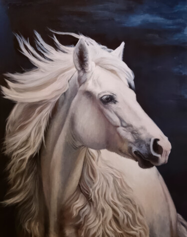 White Horse 绘画 标题为“White Horse” 由Nurgaliy Abdigaliyev, 原创艺术品, 油